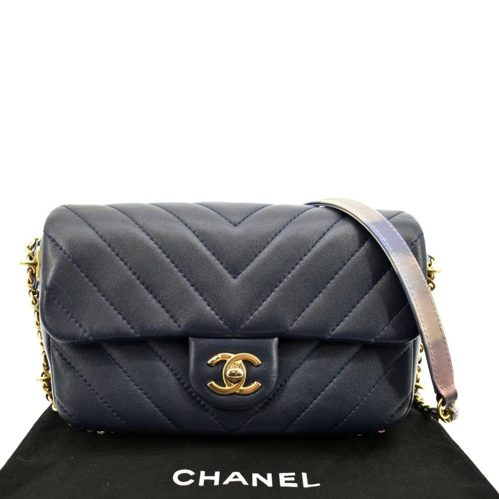 Chanel Mini Rectangular Flap Chevron Leather Cros… - image 4